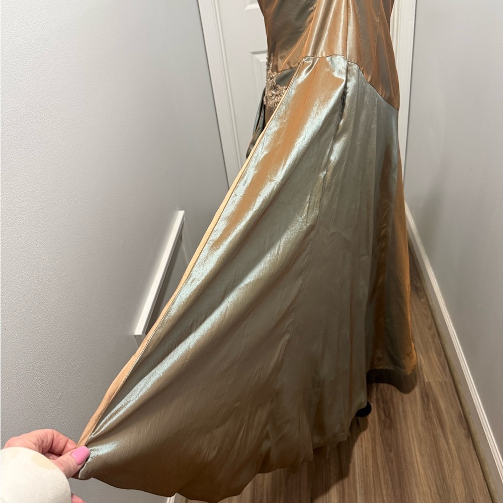 Montage by Mon Cheri Strapless Two-Tone Bronze and Dusty Blue Evening Gown - Picture 10 of 10